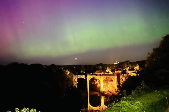 The stunning northern lights dazzling skies above Knaresborough on Friday evening