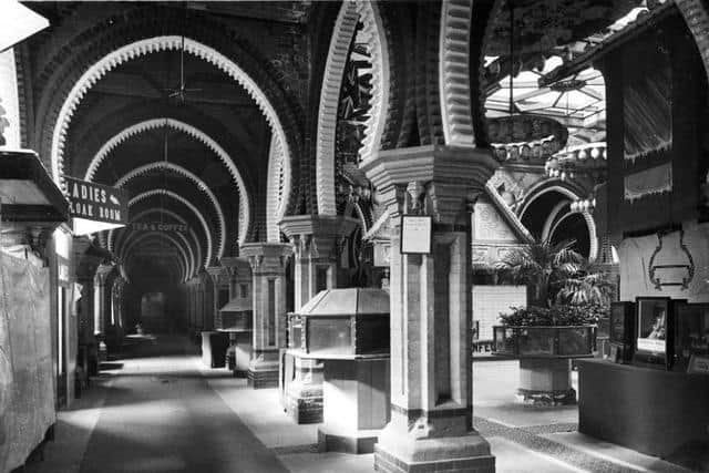 The Aquarium's elaborate arched galleries of coloured brickwork and encaustic tiles.
