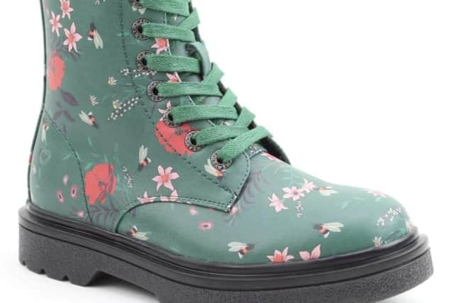 Justina2 Bee Print Boot (£32.45, RRP £64.95) Available in Apple Green, Denim Blue, Purple and Black.