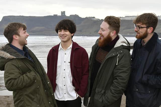 Second from left, Freddie Schmuck and other members of The Feens, Sam Dowling, Adam Lodge and Perrie Bunton