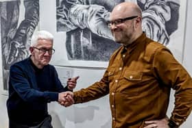 Yorkshire poet Ian McMillan, left, and artists Paul Digby have an exhibition at the Old Parcels Office