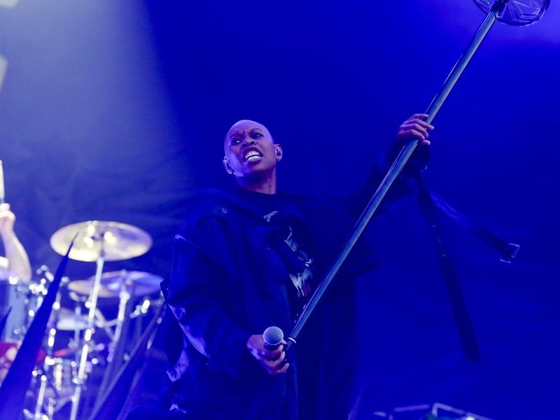 Skin burst on stage like a whirling dervish, wearing a massive leather jacket with swinging tendrils, adding to her already huge stage presence.