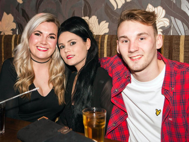 Elise, Leah and Tom enjoy their big night out in 2016.