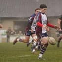 Jonty Holloway made his 100th appearance.for Scarborough RUFC at Old Brodleians Photo by Charlie Hopper