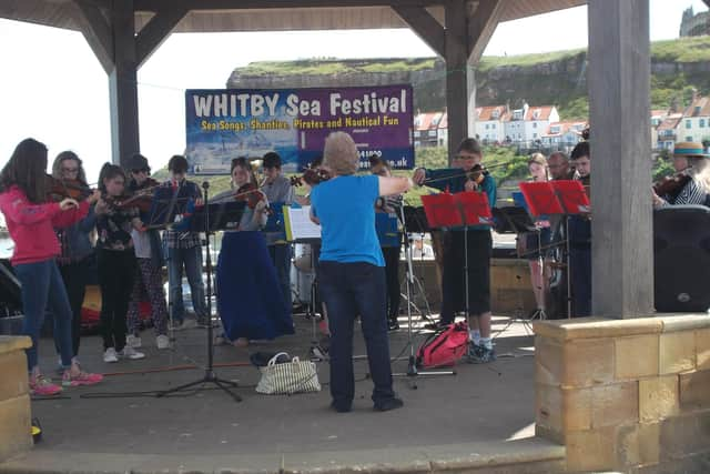 String ensemble performing at the Bandstand.