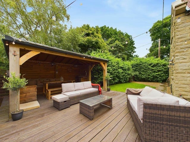 The outdoor seating and entertaining areq.
