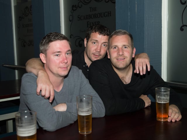 Chums Chris, Dave & Johnathan enjoying a pint in The Scarborough Flyer.