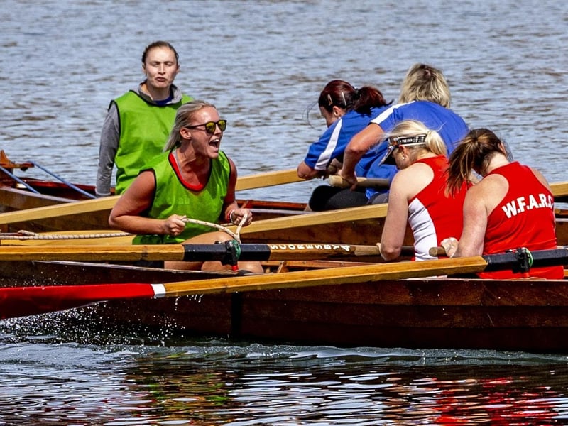 Crews enjoy competitive racing on Regatta Sunday. photo: Brian Murfield