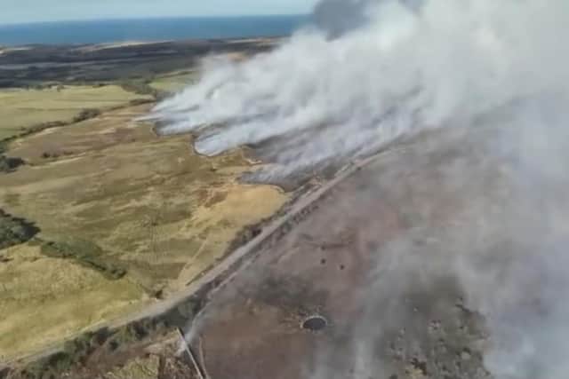 Drone image of the Langdale Moor Fire - Image: Scarborough and Ryedale Mountain Rescue Team