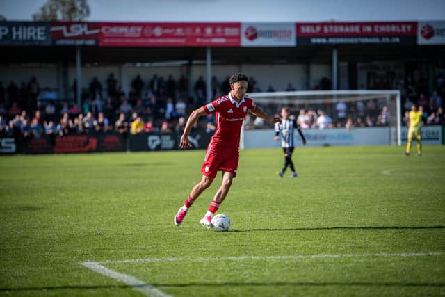 Rio Allan put Boro ahead in the 2-1 loss at Chorley. Photo by Ben Gordon