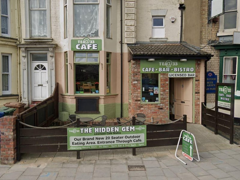 Tea@33 is located on Hilderthorpe Road, Bridlington. One TRipadvisor review said "The quality of the food and service as always been consistent and to a very high standard. There is always a warm welcome to anyone who walks in. All the staff are very efficient, polite and attentive to customer needs."