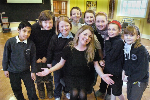 The SJT held a series of workshops at Hinderwell School with Cheryl Govan pictured centre with Shuhel Miah, Roxanne Alderslade, Eliza Riley, Macauley Lacey, Olivia Wood, Chelsey Stubbs, Charly Keogh and Chloe McDonald.
100328a