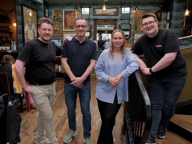 Staff Jordan Carter, manager Craig Jeffrey, Abbie Maciver and Hugh Holme.picture: Richard Ponter