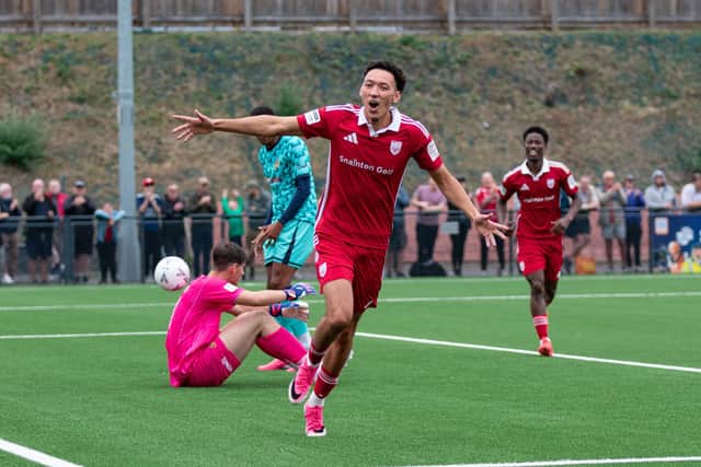 A fourth goal for Boro against Southport from Rio Allan. Photo by Morgan Exley