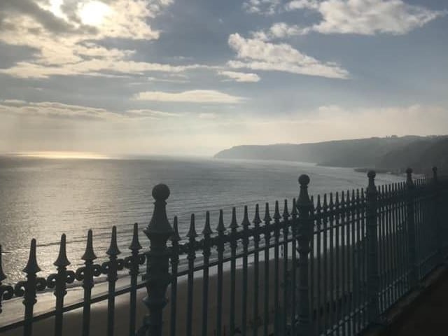 Looking out to sea.
