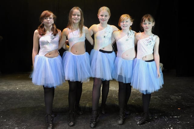 Kevin O'Connor School of Irish Dancing annual show pre pics in 2009. Intermediate dancers, Alyssa Sanchez(L), Kathryn Outhart, Hope Chamberlain, Ella Gridley, and Megan Outhart.