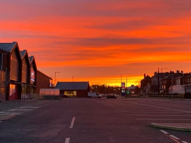 The sunrise over B&M.