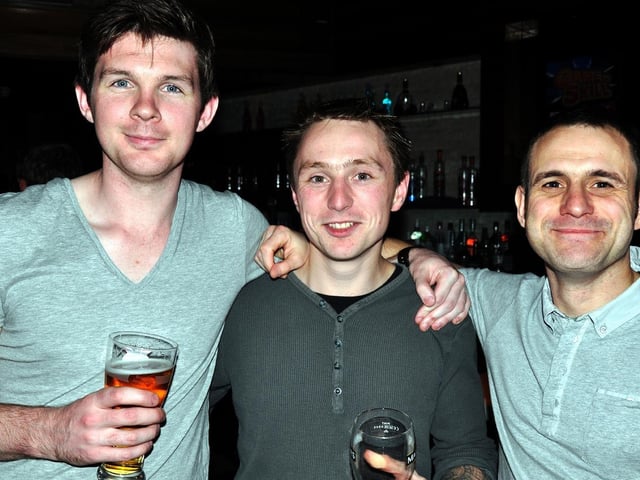 Rob, Paul and Brian share a drink in Blue Lounge.