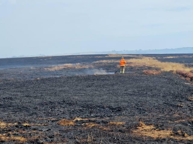 Fire crews search for hotspots in order to keep the fire contained.