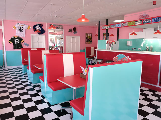 Bright colours decorate the diner