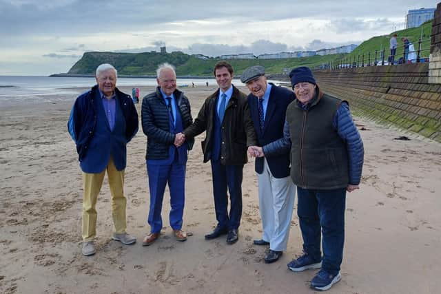 Roberto Weeden-Sanz (centre) with Sons of Neptune, from left: Bryan Dew, Freddie Drabble, Cecil Ridley and Charles White.