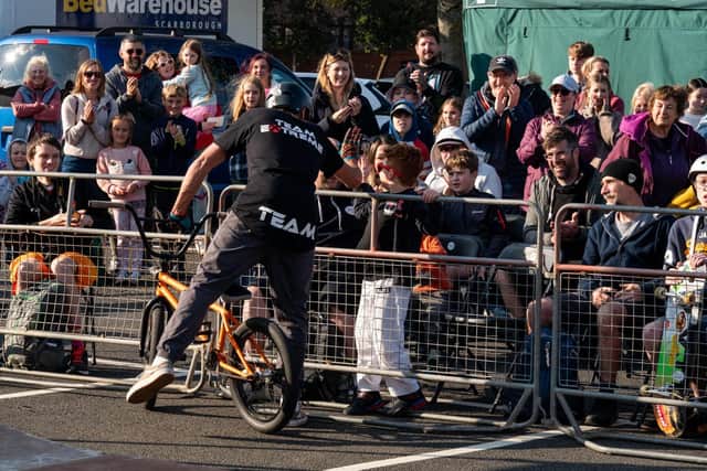 A BMX rider greets the crowd at last year’s Scarborough Extreme. This year's event will take place over three days in July, following public demand