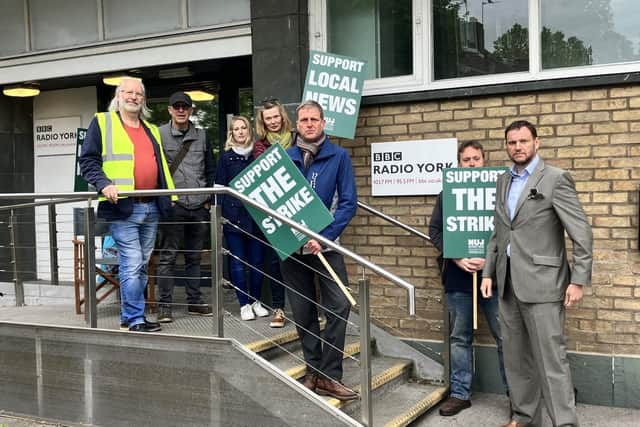 Strike action outside BBC Radio York.