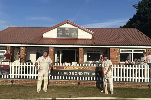John Chaplin and son Lewis finished Pocklington CC 2nds' game by hitting the winning runs batting together.