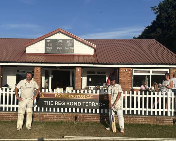 John Chaplin and son Lewis finished Pocklington CC 2nds' game by hitting the winning runs batting together.