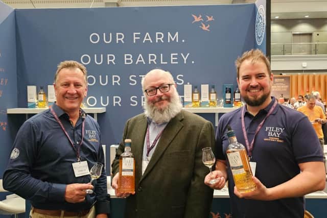 L to R: David Thompson from Spirit of Yorkshire, Billy Abbot from The Whisky Exchange and Joe Clark from Spirit of Yorkshire - Image: The Whisky Show