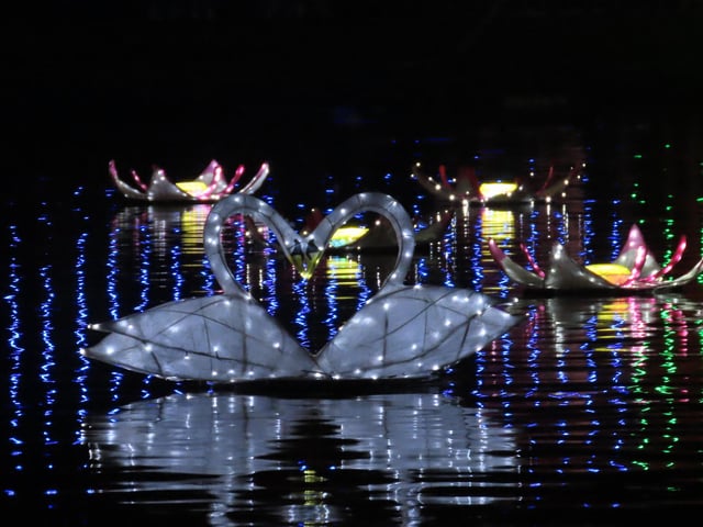Magical moonlight on the lake, Peasholm Park.