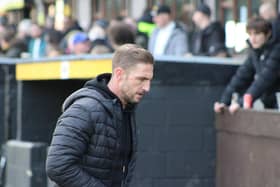 Whitby Town boss Gary Liddle was disappointed with his team after their 1-0 loss at Prescot. Photo by Owen Cox