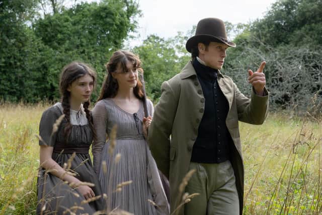 Bodhi Rae Breathnach stars as Margaret Dashwood, Daisy Edgar-Jones as Elinor Dashwood and George MacKay as Edward Ferrars in Sense and Sensibility