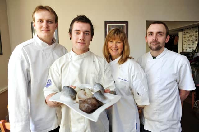 Cafe Fish chefs Kirill Savonins (L), David Jenkinson (head chef, and Yorkshire Chef of the Year 2008), Joanne Watson, and David Wood, who are competing as a team in a national fish food competition in London.