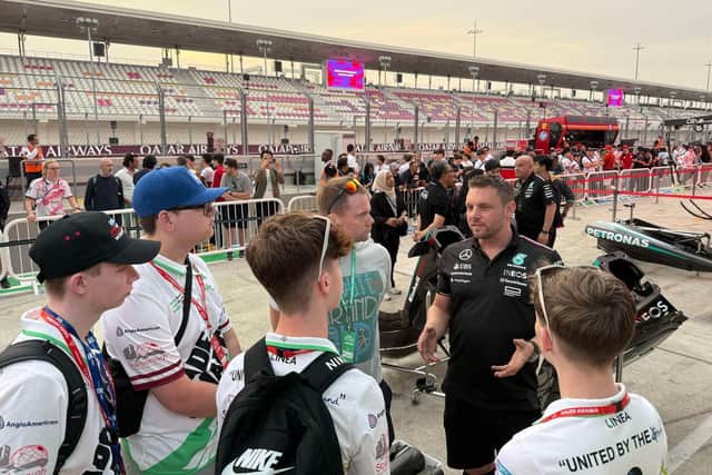 Unity Racing of Scarborough UTC at the race circuit pits in Saudi Arabia.