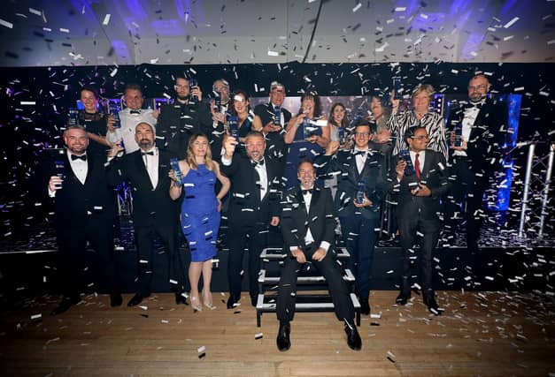 All the winners on stage at The Scarborough News Business Excellence Awards 2023 at The Scarborough Spa. Photo by Richard Ponter