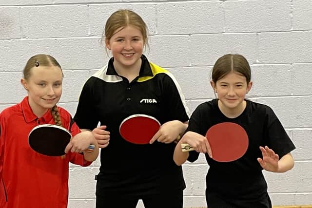 Premier Club Dolphins are Aleksandra Michalik, Samantha Jameson, Lucy Love. Photo by Karl Cousins