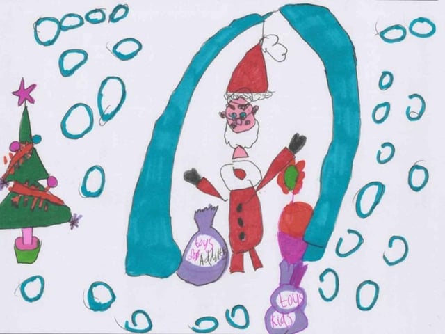 Whitby Christmas card 2022 winner, by Alya Stamp, 6, of East Whitby Academy.