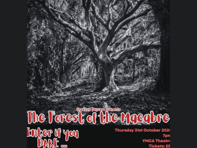 The Forest of the Macabre will take place at the YMCA Theatre in Scarborough on October 31, from 7pm. This Halloween, Creative Day Care Services invites brave souls of all ages to explore a mysterious woodland, where strange sights and spooky surprises await around every corner. But beware - this isn't just any forest. As the night deepens, the forest itself begins to stir. Are the trees merely swaying in the wind, or is something far more magical and mischievous at work? Join us for a night of chills, thrills and enchantment, perfect for those who love a good scare without the nightmares!