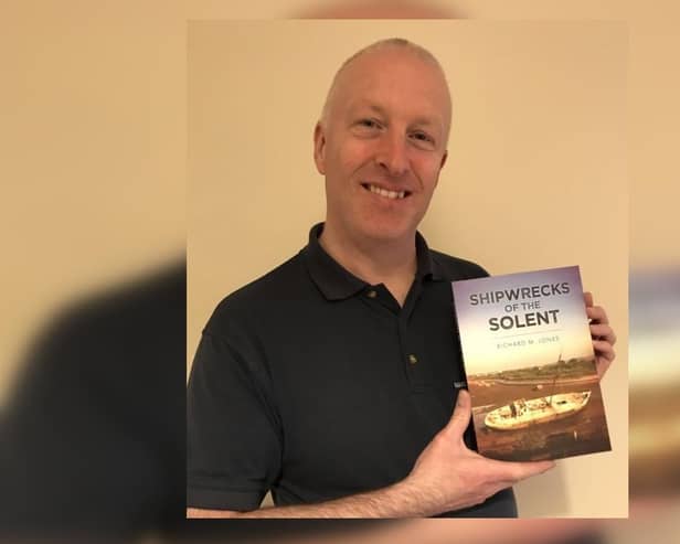 Richard M Jones with his new book Shipwrecks of the Solent.