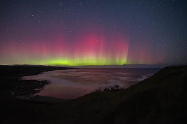 Nicole Carr and Simon Scott of Astrodog captured this stunning image of the Northern Lights off Scarborough.