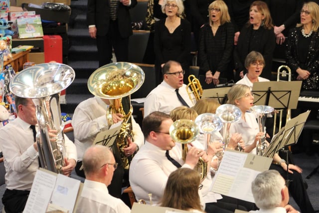 Band performing at the toy and carol concert.