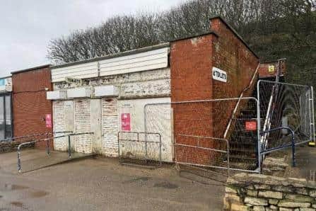 Royal Parade, Filey. Site elevation of the toilet block and stairs up to the roof. Image courtesy of North Yorkshire Council.