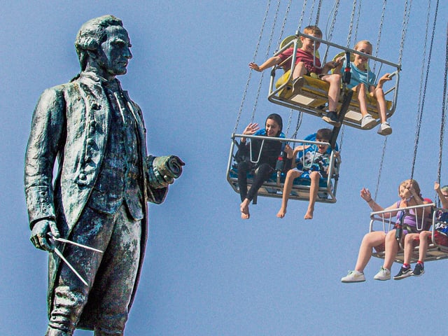 Captain Cook gets a great view of the regatta entertainment.