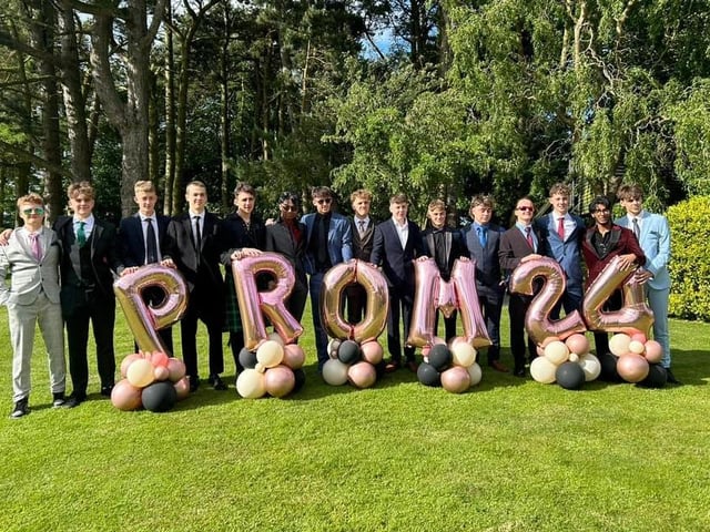 St Augustine’s boys celebrating before their prom at Ox Pasture Hall.