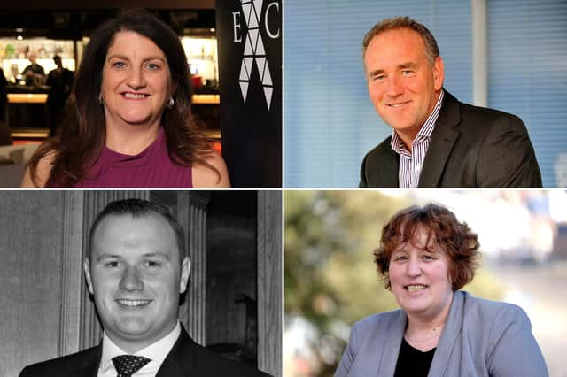 Business Awards judges - clockwise from top left: Tracy Calcraft, Mike Pennington, Louise Perrin and George Roberts