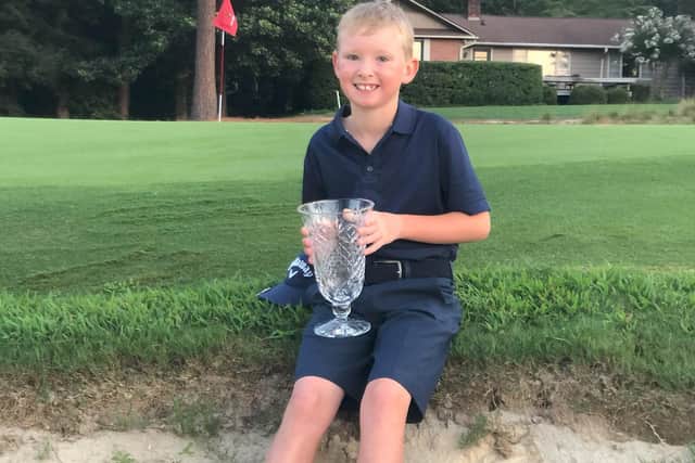 Seven-year-old George Rowell finished second in his age category at the US Kids World Golf Championship at Pinehurst.