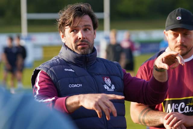 Head Coach Ben Foden hands out instructions in a pre-season training session for Scarborough RUFC. Photo by Charlie Hopper