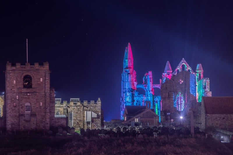 Whitby Abbey lit up with St Mary's Church in the foreground.
picture: Deborah McCarthy.