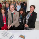 From left, North Yorkshire Council’s chairman, Cllr David Ireton, executive member for libraries, Cllr Simon Myers, libraries interim general manager, Hazel Smith, member for the Woodlands division, Cllr John Ritchie, Lord Parkinson, member for the Castle division, Cllr Janet Jefferson, and librarian Nicola Dengate.